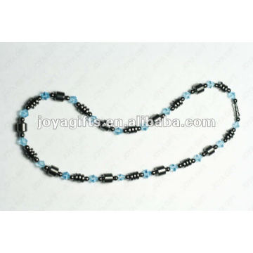 Magnético Hematite azul vidro frisado colar